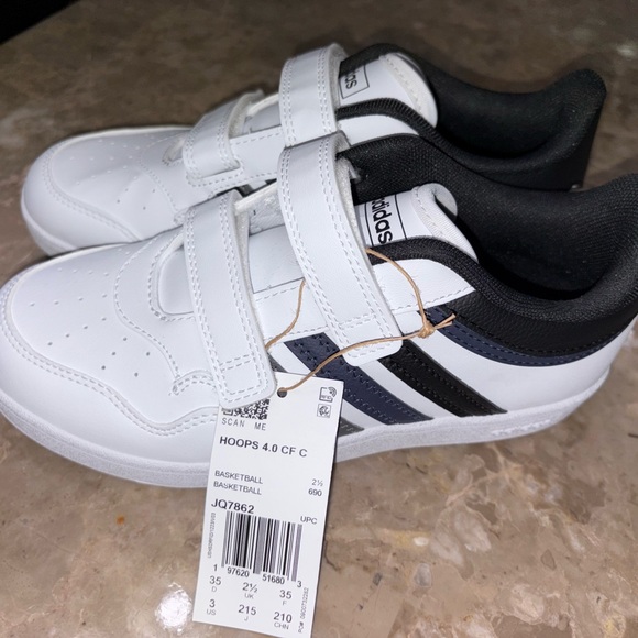 Adidas Kids' White and Black Velcro Sneakers - Picture 2 of 4